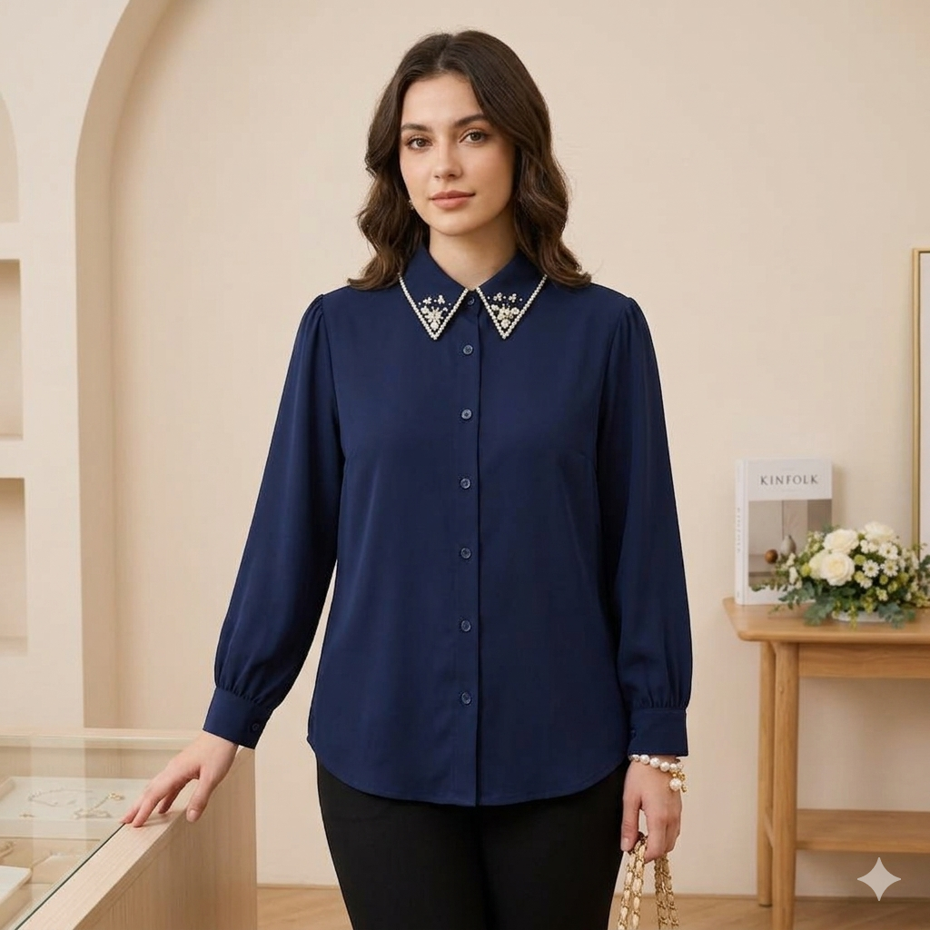 Pearl Grace Collar Imported Shirt