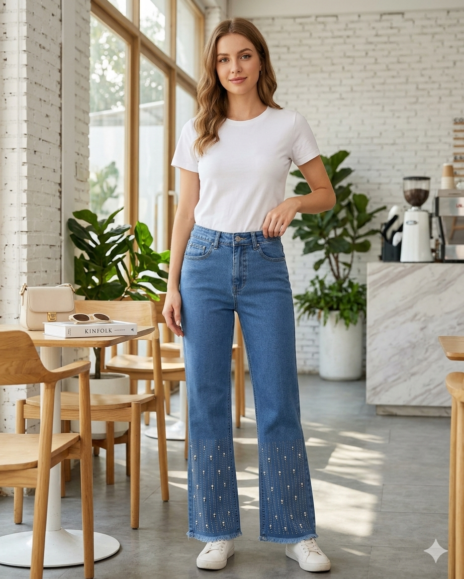 MIGZORn Pearl Cascade Flare Jeans